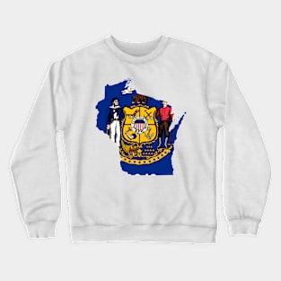 Wisconsin Flag Map Crewneck Sweatshirt